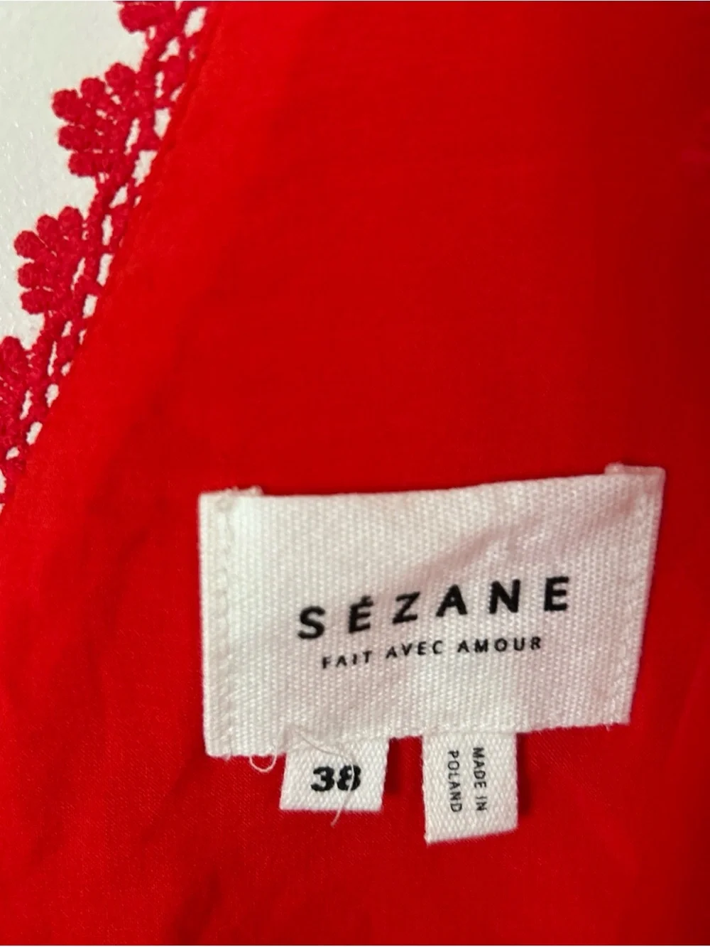 Sezane Daniela Coral-Red V-Neck Sleeveless Mini Dress